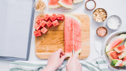 Chocolate covered watermelon bites