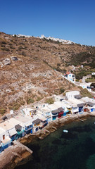 Aerial drone bird's eye view photo of picturesque and colourful fishing village of Klima with...