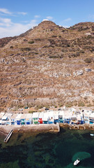 Aerial drone bird's eye view photo of picturesque and colourful fishing village of Klima with...