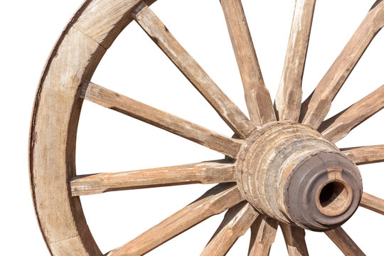 roue de charrette sur fond blanc