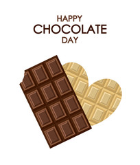 World Chocolate Day, July 11, September 13. Vector illustration card on holiday National Chocolate Day in the US, July 7, October 28. Tile of black dark milk and white chocolate in heart shape