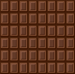 Seamless pattern - tiles of dark milk chocolate. Background texture for wallpaper, wrapper, cover and packaging of desserts. World chocolate day