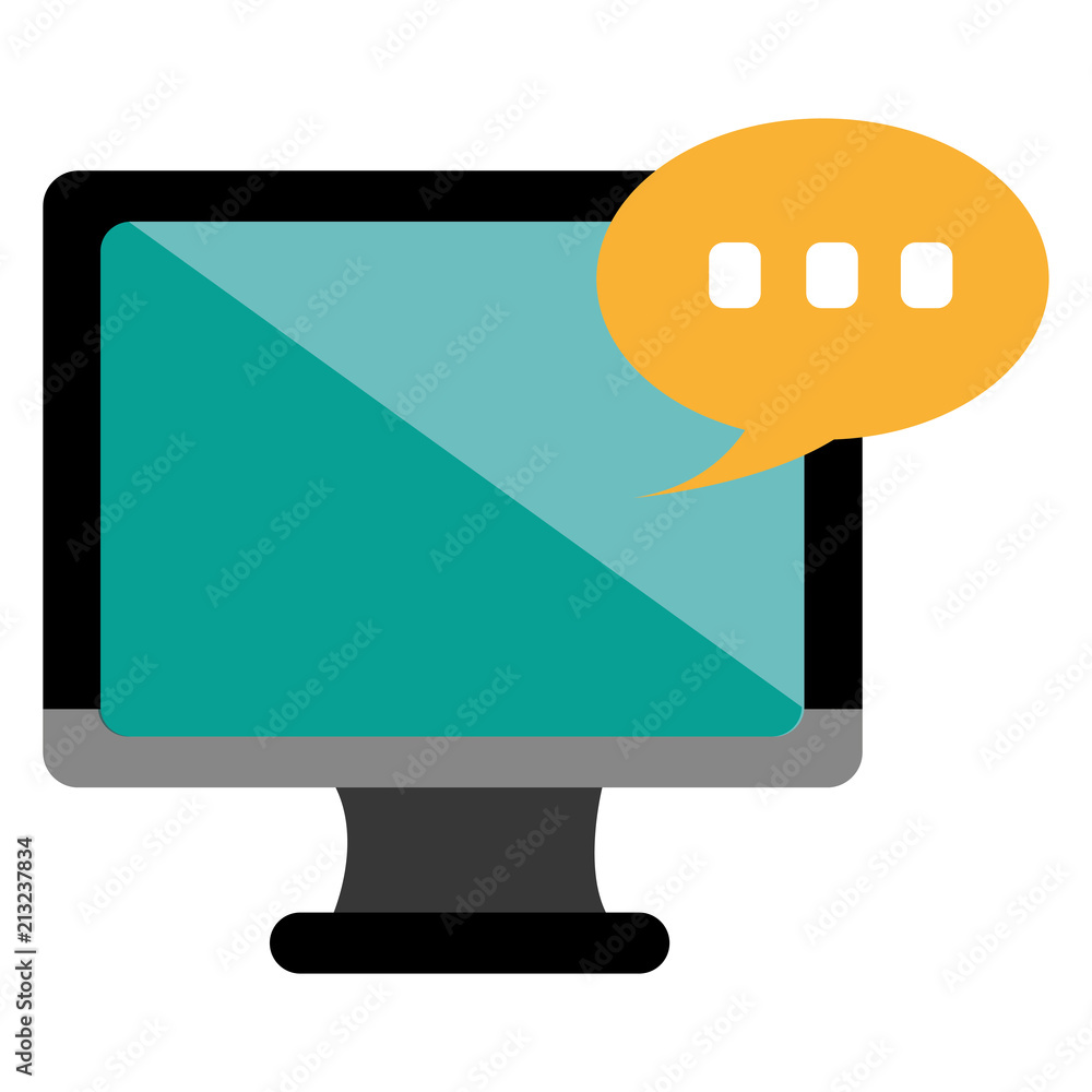 Poster computer display with speech bubble