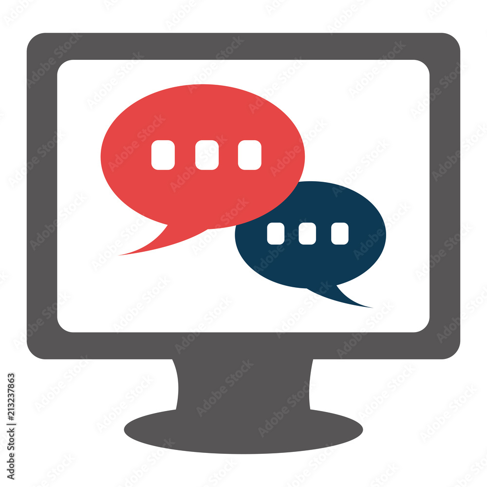 Poster computer display with speech bubble