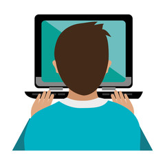 worker using laptop computer