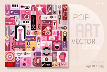 Velvet curtains Abstract Art Pop Art Design vector illustration