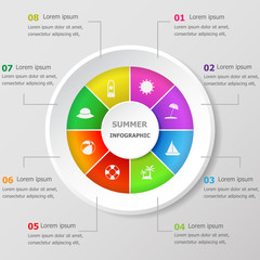Infographic design template with summer icons