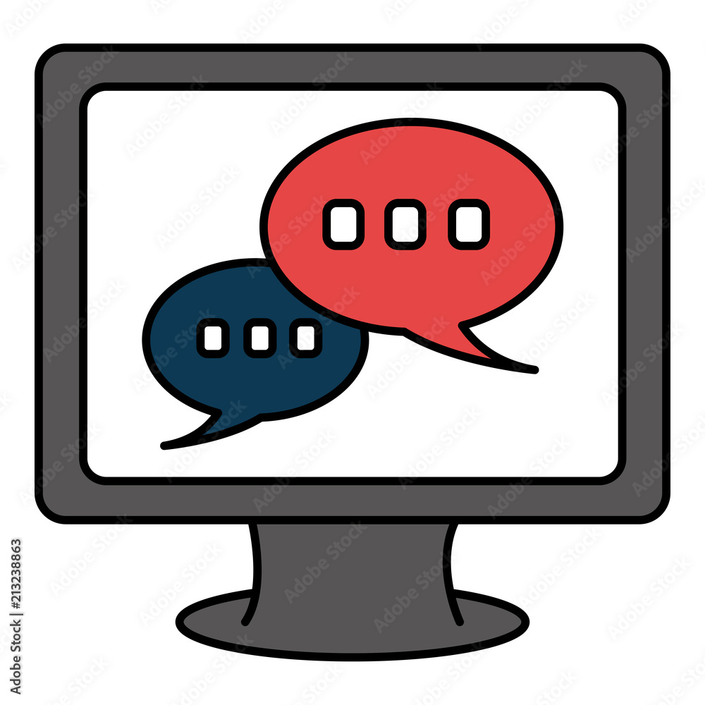 Poster computer display with speech bubble
