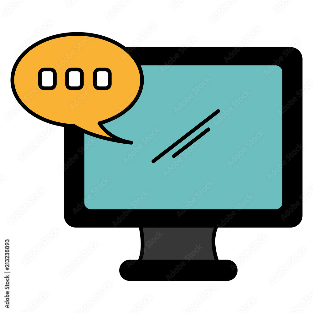 Poster computer display with speech bubble