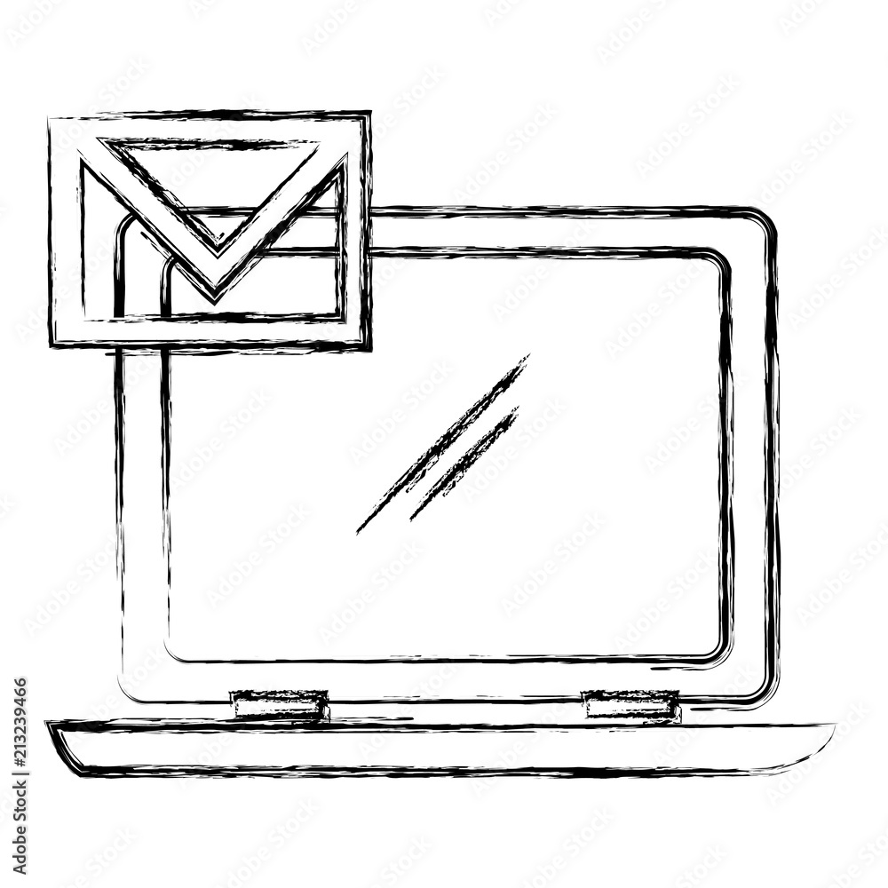 Poster computer laptop with envelope