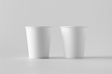 8 oz. white coffee paper cup mock-up without lid.