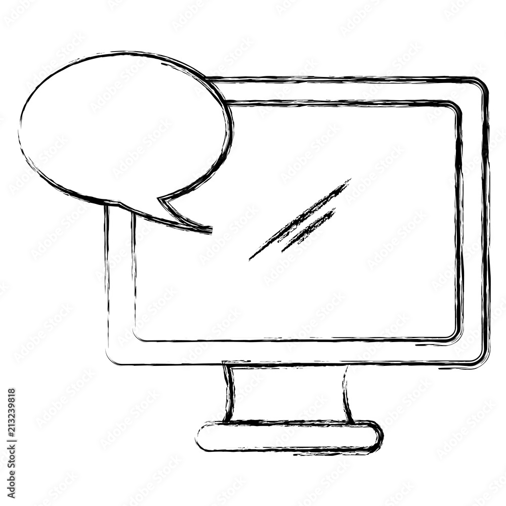 Poster computer display with speech bubble