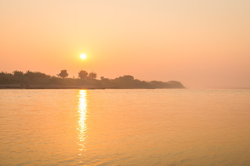Naklejka premium sunrise at the Mekong River landscape