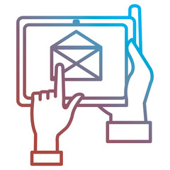 hands sending email with tablet device