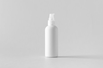White plastic cosmetic foam pump bottle mock-up.