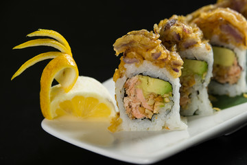 Sushi on a white plate
