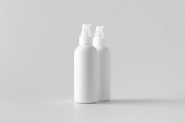 White plastic cosmetic foam pump bottle mock-up.