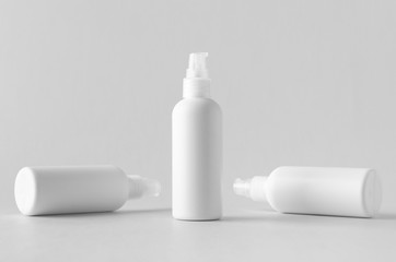 White plastic cosmetic foam pump bottle mock-up.