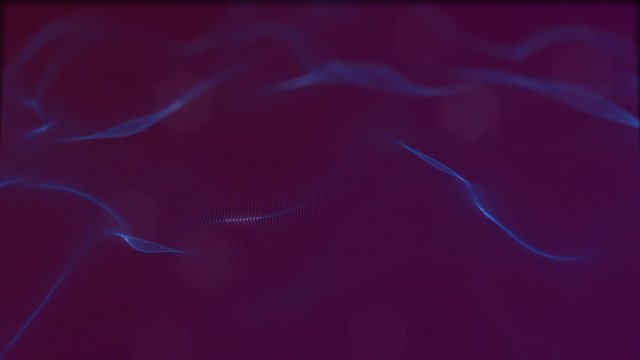 Looped virtual space. Background with particles form lines, surfaces, grid. V23