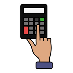 hands with calculator math isolated icon