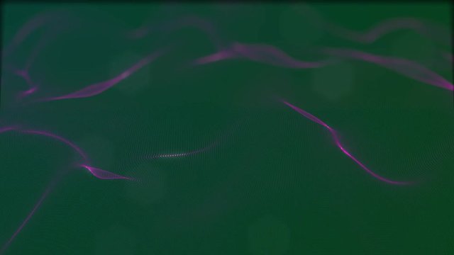Looped virtual space. Background with particles form lines, surfaces, grid. V33