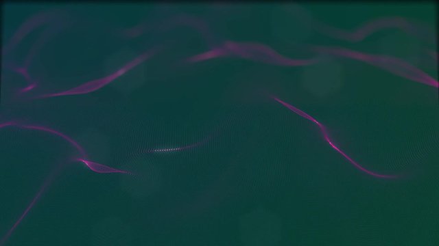 Looped virtual space. Background with particles form lines, surfaces, grid. V34