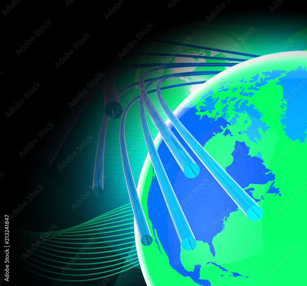 Aufkleber interconnected globe world technology link 3d rendering