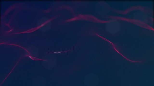Looped virtual space. Background with particles form lines, surfaces, grid. V36