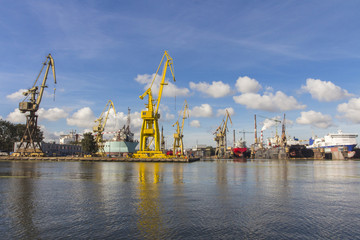 Obraz premium Harbor cranes in Gdansk. Poland