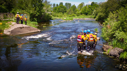 HM Coastguard Performing a River Rescue Exercise on the River Ayr