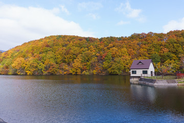 宮城県 長老湖の紅葉 autumn leaves in chourouko lake