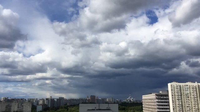 Moving clouds time lapse in Moscow in summer