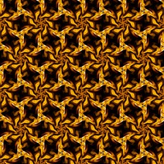 Symmetric golden raster texture. Rich luxury pattern. Graphic production template. Damask motif for design work. Digital art painting fractal artwork. Craft surreal background. Vintage style.