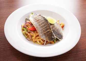 Trio of Fish with Noodles