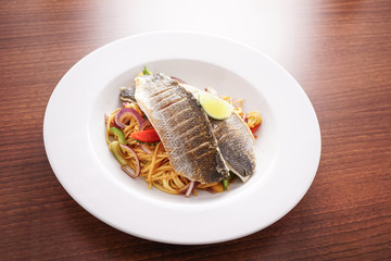 Trio of Fish with Noodles