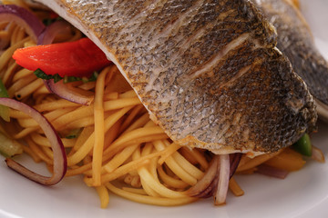 Trio of Fish with Noodles