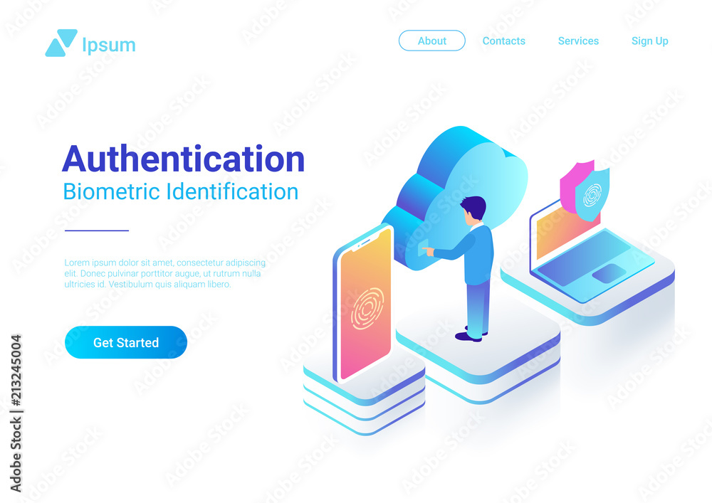 Poster isometric authentication biometric fingerprint identification
