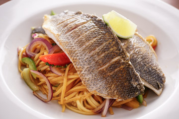 Trio of Fish with Noodles