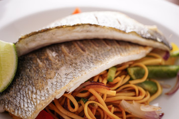 Trio of Fish with Noodles
