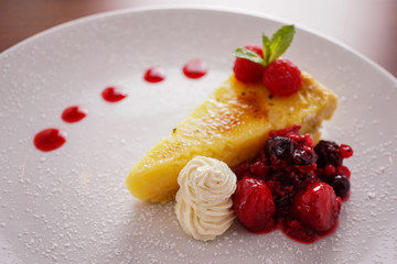 Lemon Tart With Cream and Fruit 