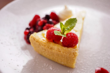 Lemon Tart With Cream and Fruit 