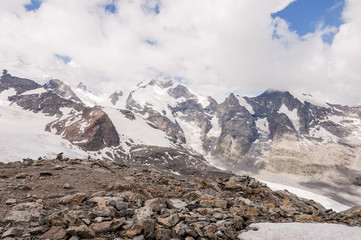 Fototapeta na wymiar Diavolezza, Bernina, Piz Palü, Piz Trovat, Alpen, Gletscher, Gletscherwanderung, Engadin, Graubünden, Pontresina, Schweiz
