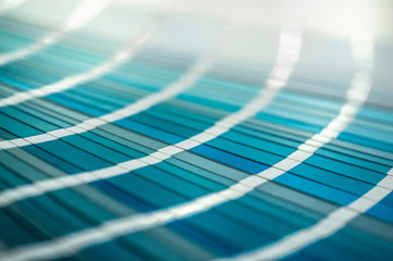 Color palette with various samples. Paint selection catalog, close-up, Multicolored palist....