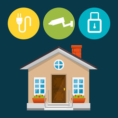 smart house with set services icons