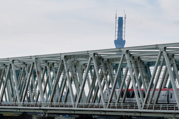 建設中の東京スカイツリーと成田エクスプレス　平成22年