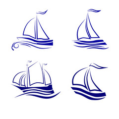  Travel by sea or ocean, a set of vector icons