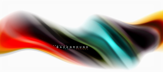 Fluid liquid mixing colors concept on light grey background, curve flow, trendy abstract layout template for business or technology presentation or web brochure cover, wallpaper