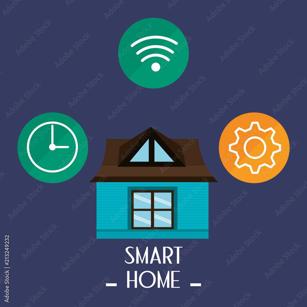 Poster smart house with set services icons