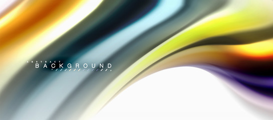 Fluid liquid mixing colors concept on light grey background, curve flow, trendy abstract layout template for business or technology presentation or web brochure cover, wallpaper