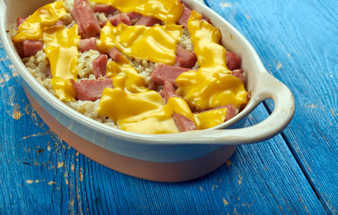 Zucchini, bacon and rice casserole